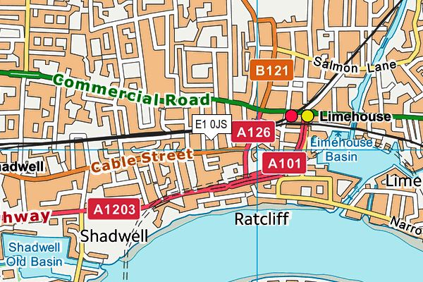 E1 0JS map - OS VectorMap District (Ordnance Survey)