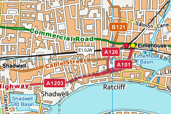 E1 0JW map - OS VectorMap District (Ordnance Survey)