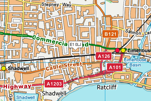 E1 0LJ map - OS VectorMap District (Ordnance Survey)