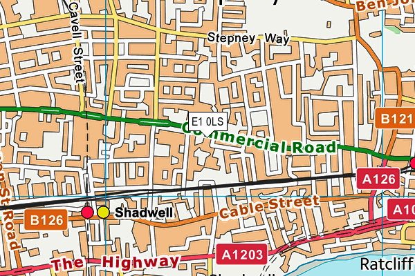 E1 0LS map - OS VectorMap District (Ordnance Survey)