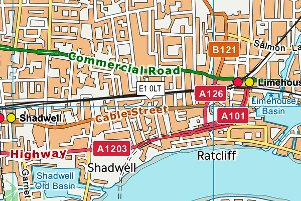 E1 0LT map - OS VectorMap District (Ordnance Survey)