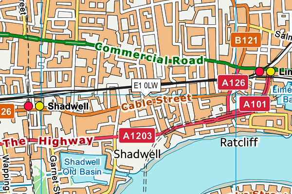 E1 0LW map - OS VectorMap District (Ordnance Survey)