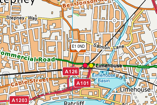 E1 0ND map - OS VectorMap District (Ordnance Survey)