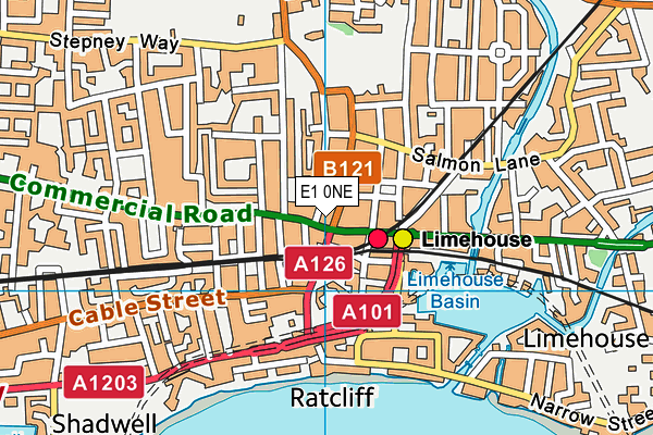 E1 0NE map - OS VectorMap District (Ordnance Survey)