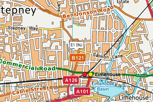 E1 0NJ map - OS VectorMap District (Ordnance Survey)