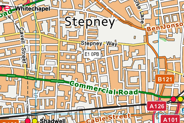 E1 0PB map - OS VectorMap District (Ordnance Survey)