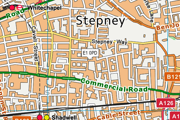 E1 0PD map - OS VectorMap District (Ordnance Survey)