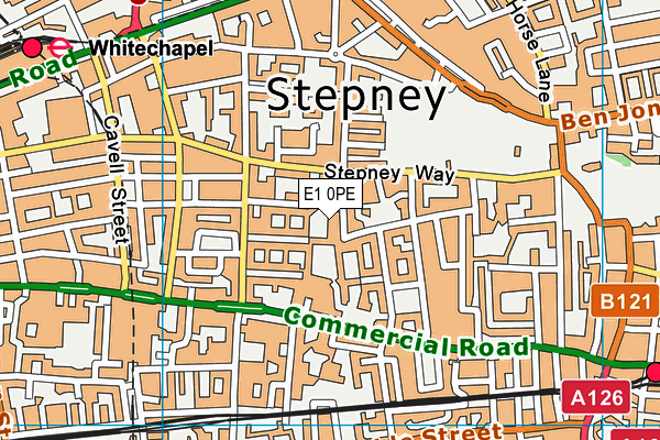 E1 0PE map - OS VectorMap District (Ordnance Survey)