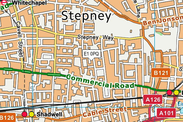 E1 0PQ map - OS VectorMap District (Ordnance Survey)