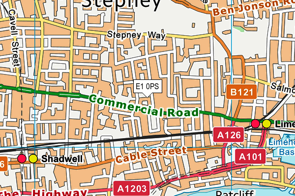 E1 0PS map - OS VectorMap District (Ordnance Survey)