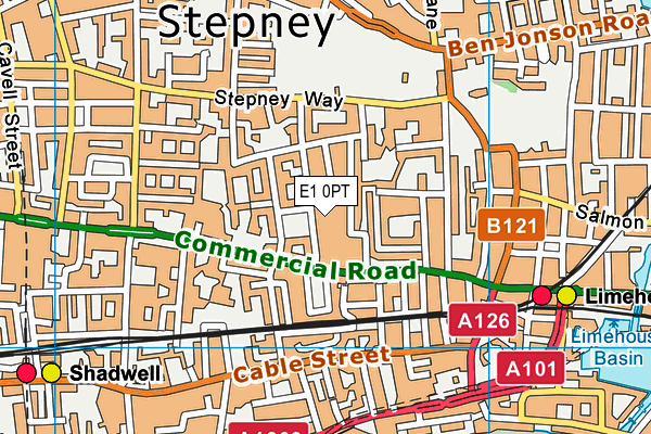 E1 0PT map - OS VectorMap District (Ordnance Survey)