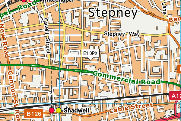 E1 0PX map - OS VectorMap District (Ordnance Survey)
