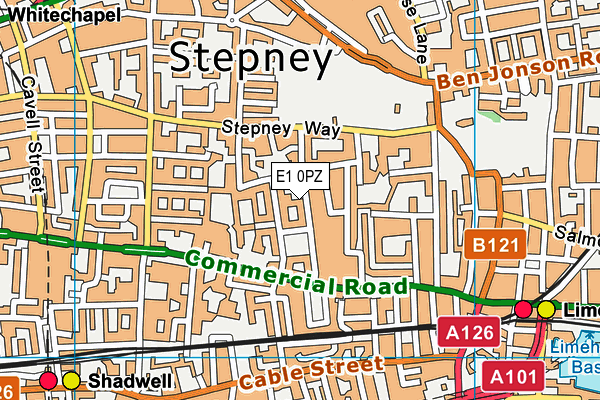 E1 0PZ map - OS VectorMap District (Ordnance Survey)