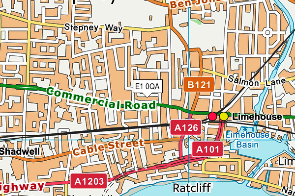 E1 0QA map - OS VectorMap District (Ordnance Survey)