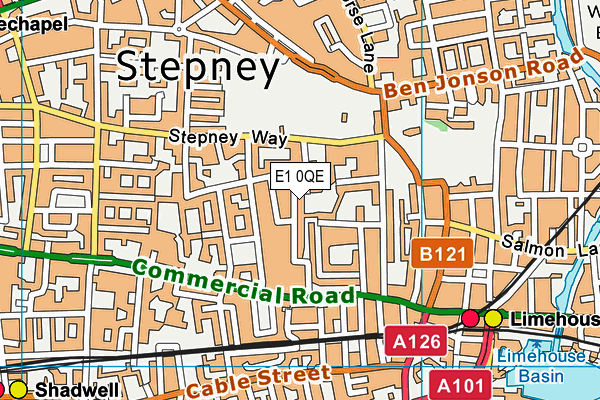 E1 0QE map - OS VectorMap District (Ordnance Survey)