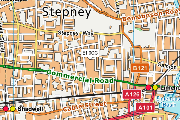 E1 0QG map - OS VectorMap District (Ordnance Survey)