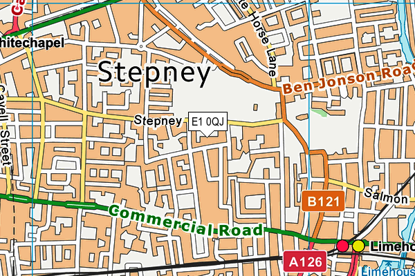 E1 0QJ map - OS VectorMap District (Ordnance Survey)