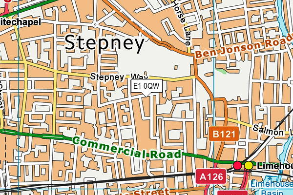 E1 0QW map - OS VectorMap District (Ordnance Survey)