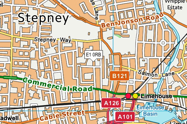 E1 0RB map - OS VectorMap District (Ordnance Survey)