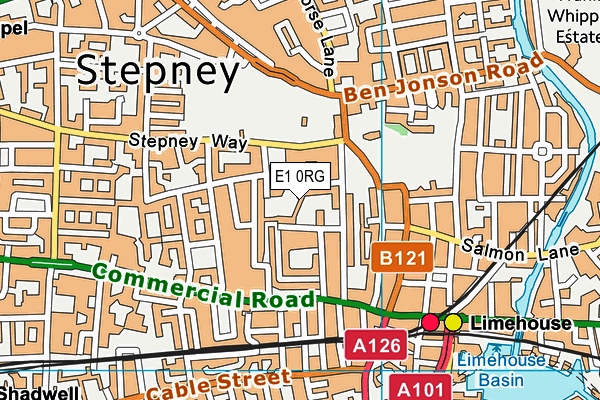 E1 0RG map - OS VectorMap District (Ordnance Survey)