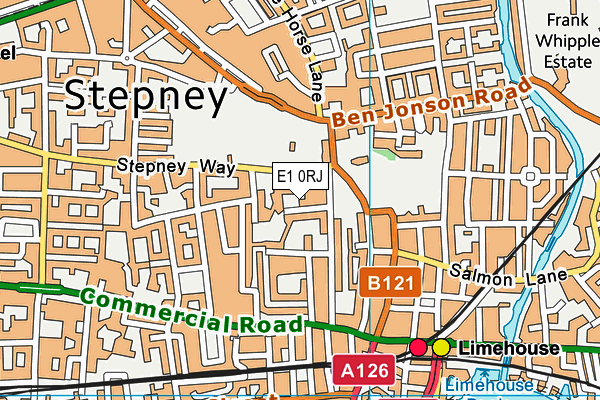 E1 0RJ map - OS VectorMap District (Ordnance Survey)