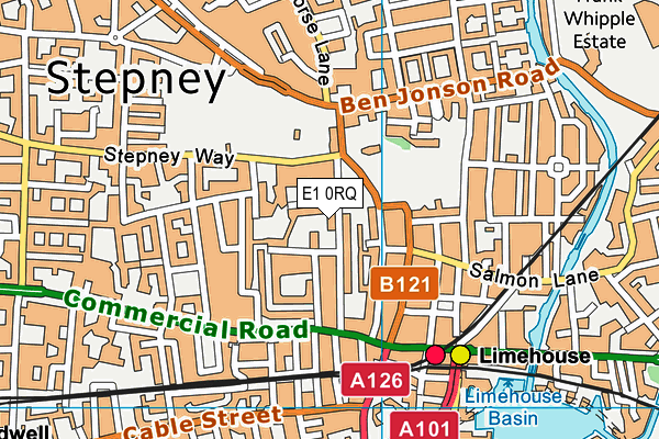 E1 0RQ map - OS VectorMap District (Ordnance Survey)