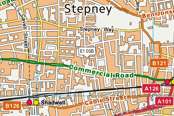 E1 0SB map - OS VectorMap District (Ordnance Survey)