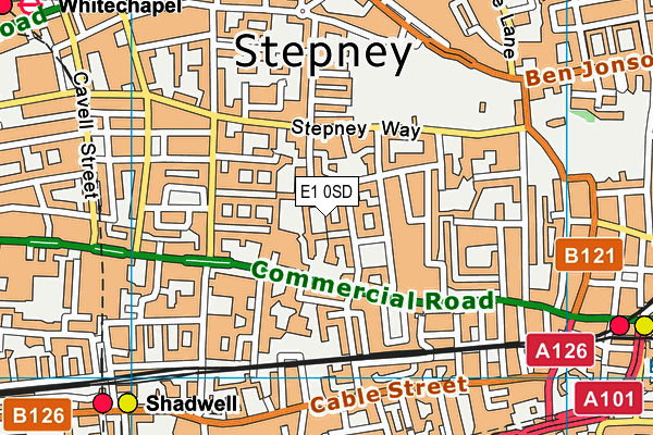 E1 0SD map - OS VectorMap District (Ordnance Survey)