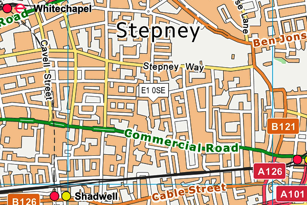 E1 0SE map - OS VectorMap District (Ordnance Survey)