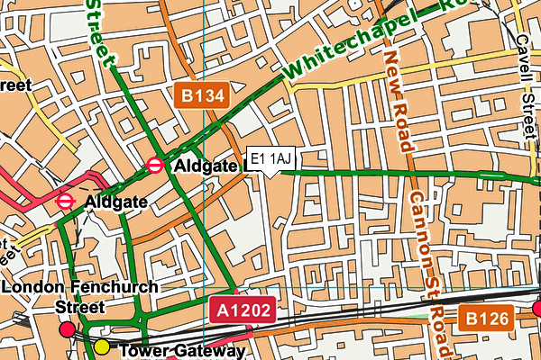 E1 1AJ map - OS VectorMap District (Ordnance Survey)