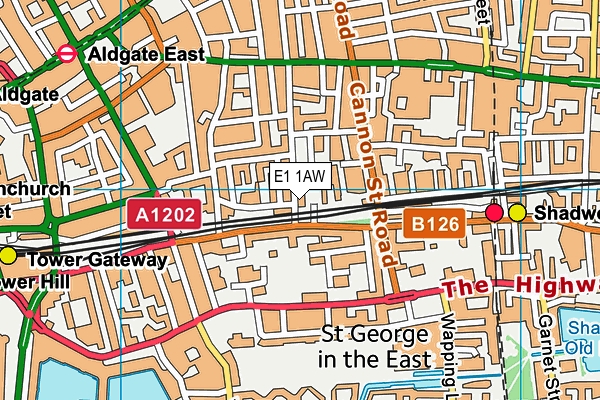 E1 1AW map - OS VectorMap District (Ordnance Survey)