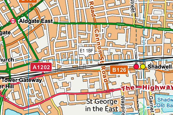 E1 1BF map - OS VectorMap District (Ordnance Survey)