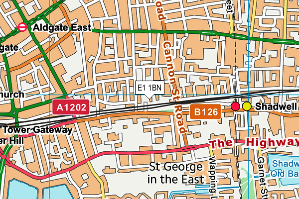 E1 1BN map - OS VectorMap District (Ordnance Survey)