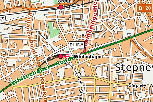 E1 1BW map - OS VectorMap District (Ordnance Survey)