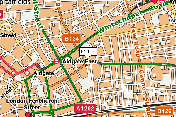 E1 1DF map - OS VectorMap District (Ordnance Survey)