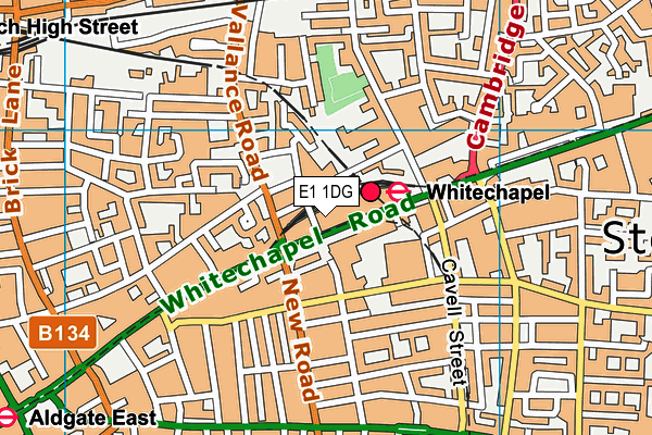 E1 1DG map - OS VectorMap District (Ordnance Survey)