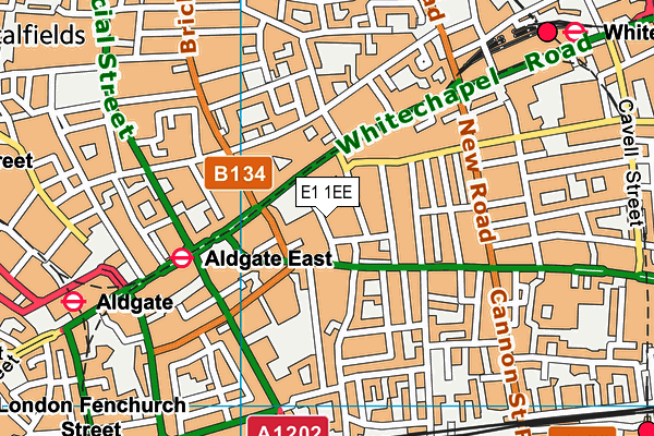 E1 1EE map - OS VectorMap District (Ordnance Survey)