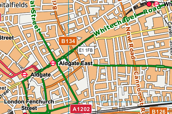 E1 1FB map - OS VectorMap District (Ordnance Survey)