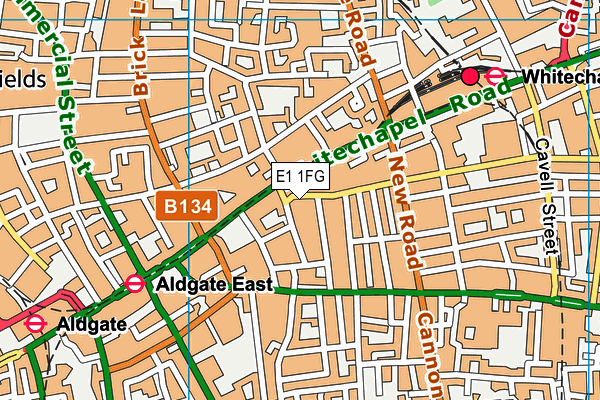 E1 1FG map - OS VectorMap District (Ordnance Survey)