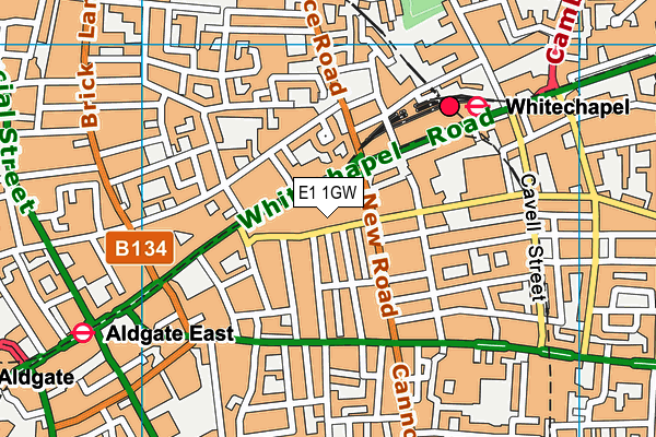 E1 1GW map - OS VectorMap District (Ordnance Survey)