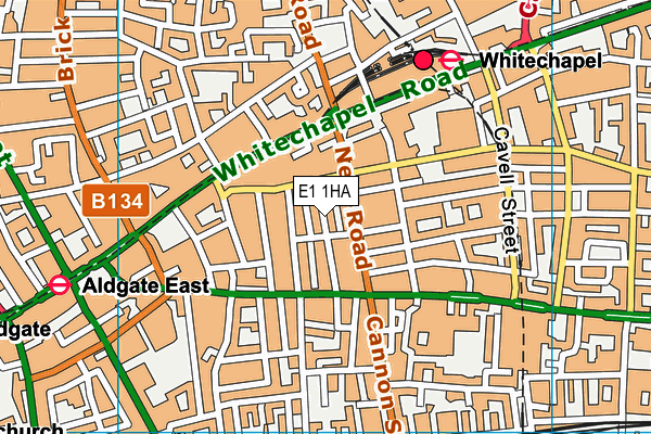 E1 1HA map - OS VectorMap District (Ordnance Survey)