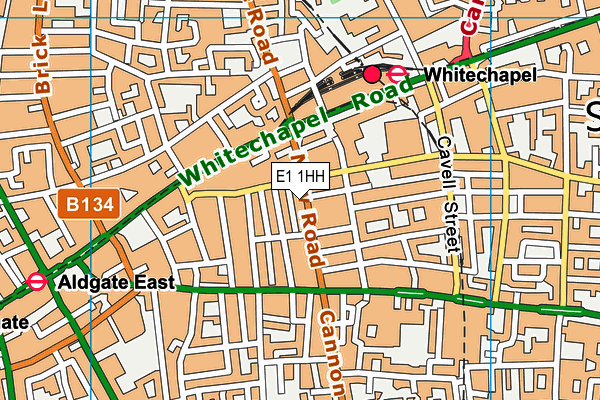 E1 1HH map - OS VectorMap District (Ordnance Survey)