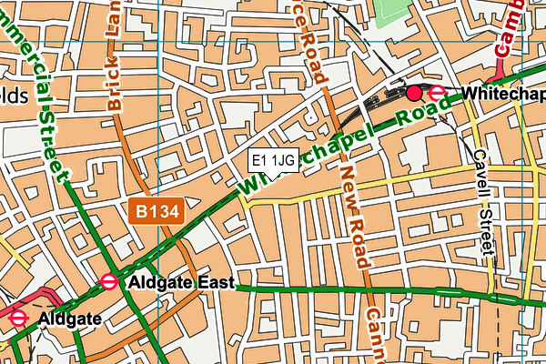 Puregym (London Whitechapel) map (E1 1JG) - OS VectorMap District (Ordnance Survey)