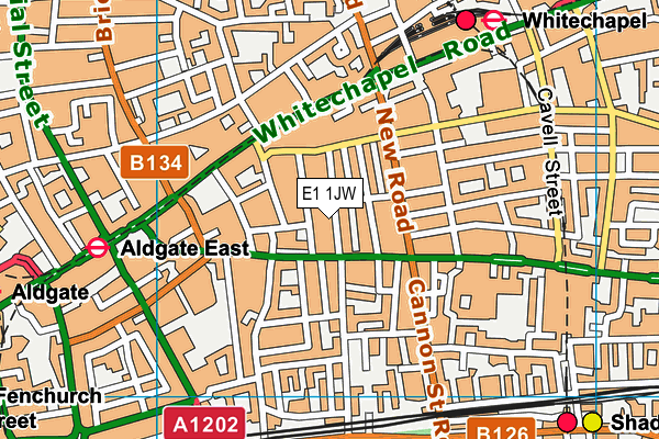 E1 1JW map - OS VectorMap District (Ordnance Survey)