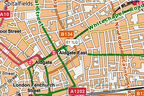 E1 1LG map - OS VectorMap District (Ordnance Survey)