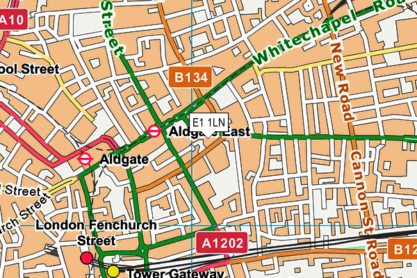 E1 1LN map - OS VectorMap District (Ordnance Survey)