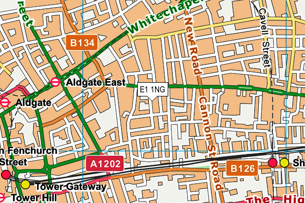 E1 1NG map - OS VectorMap District (Ordnance Survey)