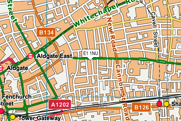 E1 1NU map - OS VectorMap District (Ordnance Survey)