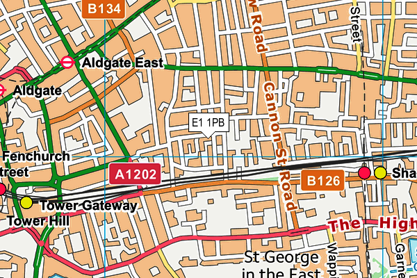 E1 1PB map - OS VectorMap District (Ordnance Survey)