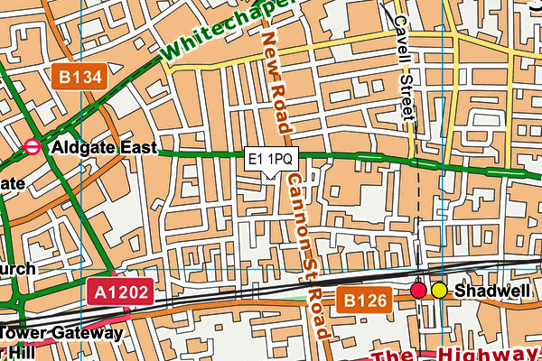 E1 1PQ map - OS VectorMap District (Ordnance Survey)